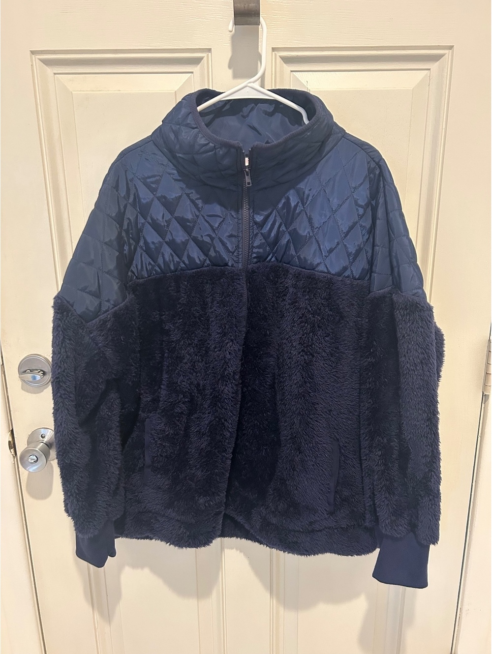 LuLaRoe 2XL Quilted and Faux Fur Jacket in Navy Blue